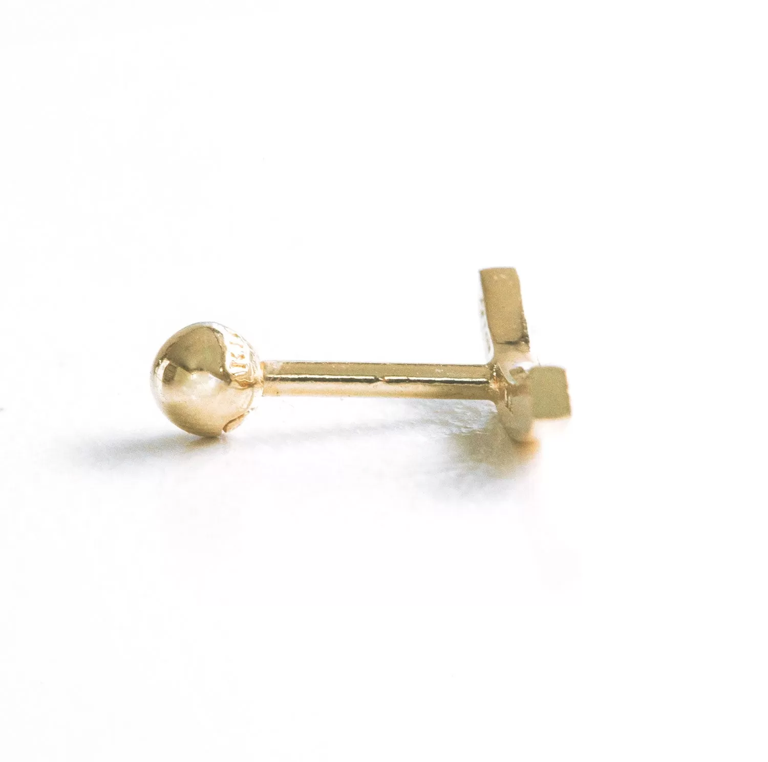 14k Gold Curved Stick Pendant Barbell Ear Stud Piercing