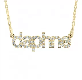 14K Solid Gold Lowercase Diamond Nameplate Necklace