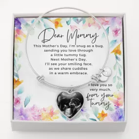 1st Time Mother's Day New Pregnancy Gift, Ultrasound Photo Charm Bangle