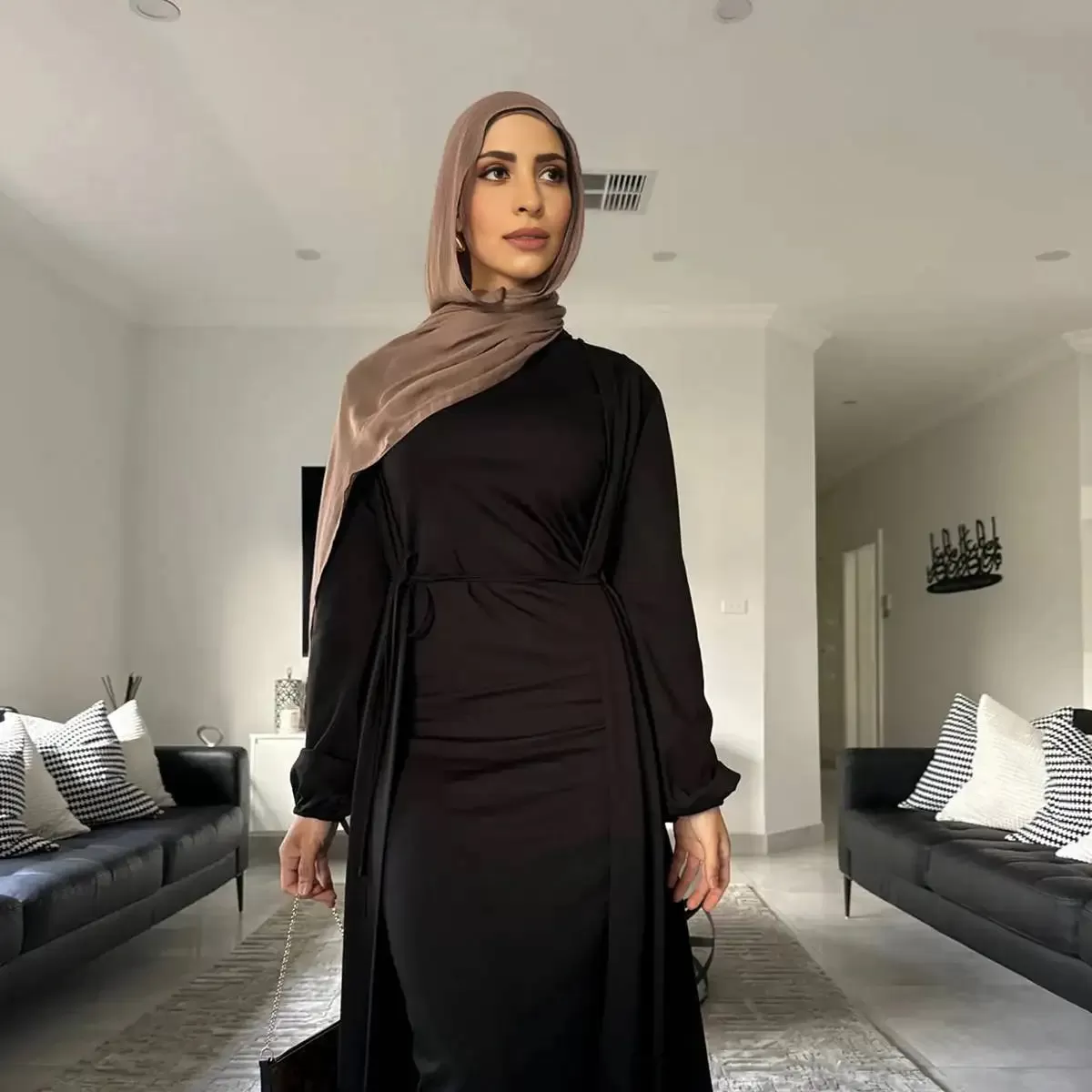 2 Pieces Set Abaya Dress For Muslim Women Modest Fashion