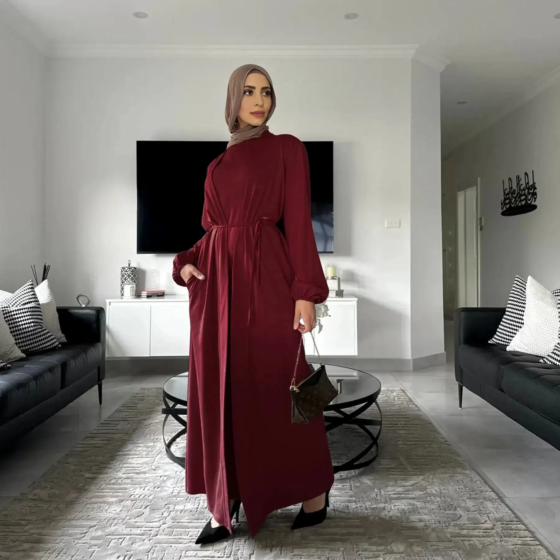 2 Pieces Set Abaya Dress For Muslim Women Modest Fashion