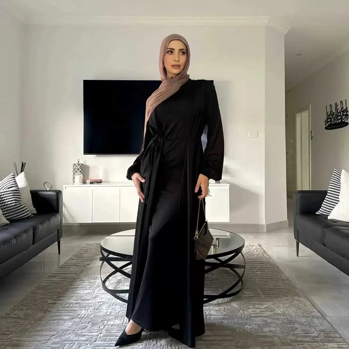 2 Pieces Set Abaya Dress For Muslim Women Modest Fashion