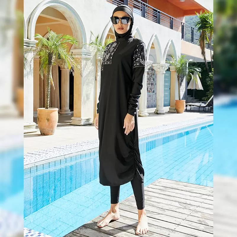 3 Pieces Set Muslim Women Halal Swimwear Burkinis Beach Wear