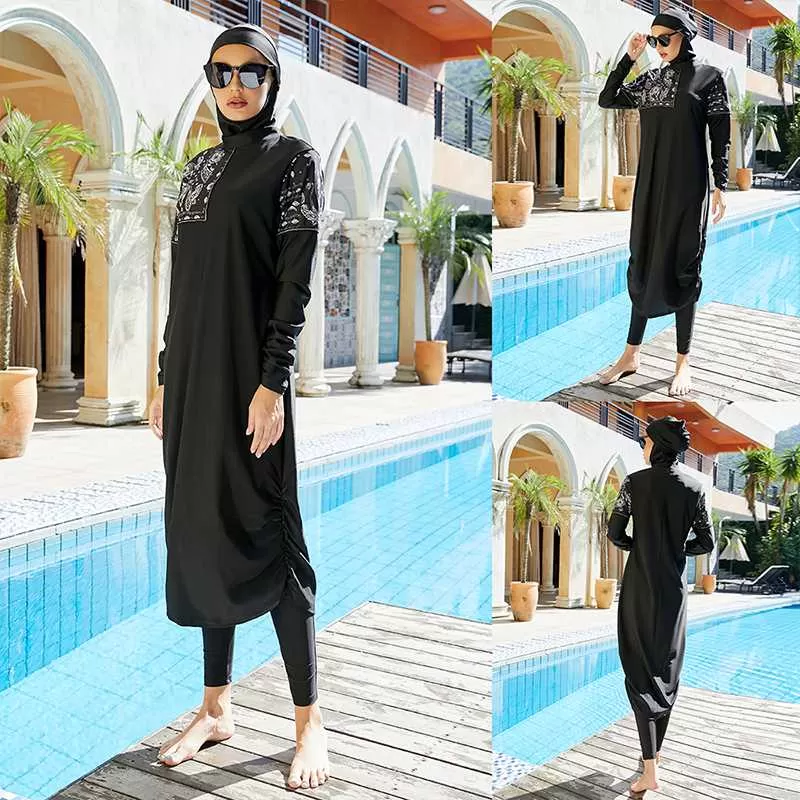 3 Pieces Set Muslim Women Halal Swimwear Burkinis Beach Wear