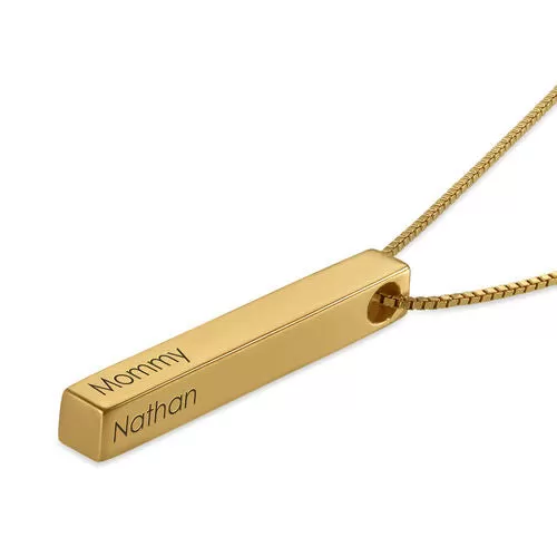 3D Engraved Bar Necklace