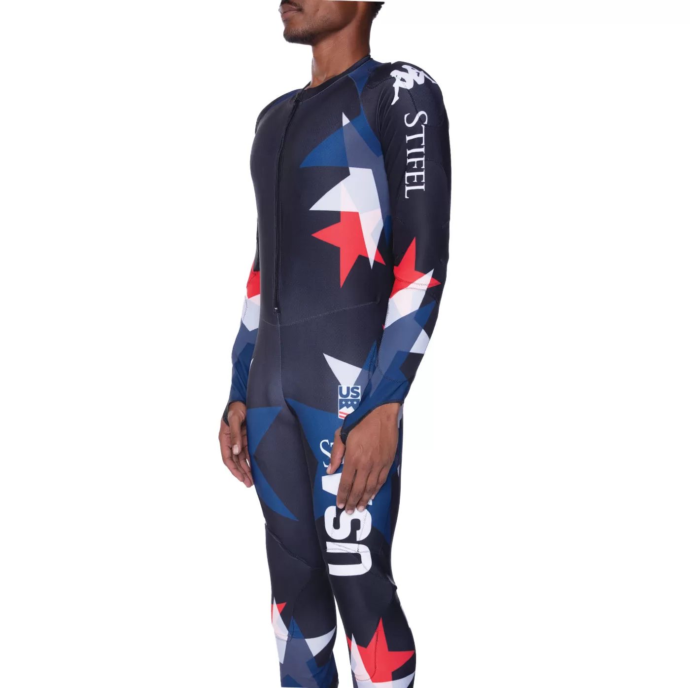 4Cento 400 Kombat SL 2023 FIS US Padded Race Suit - Navy White