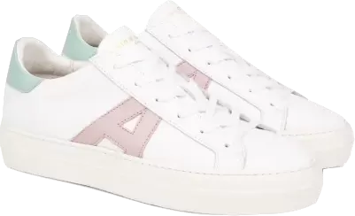 Air & Grace White / Pink / Mint Signature Leather Trainers Bnib UK 7 EU 40 👠