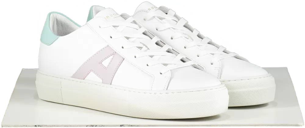 Air & Grace White / Pink / Mint Signature Leather Trainers Bnib UK 7 EU 40 👠