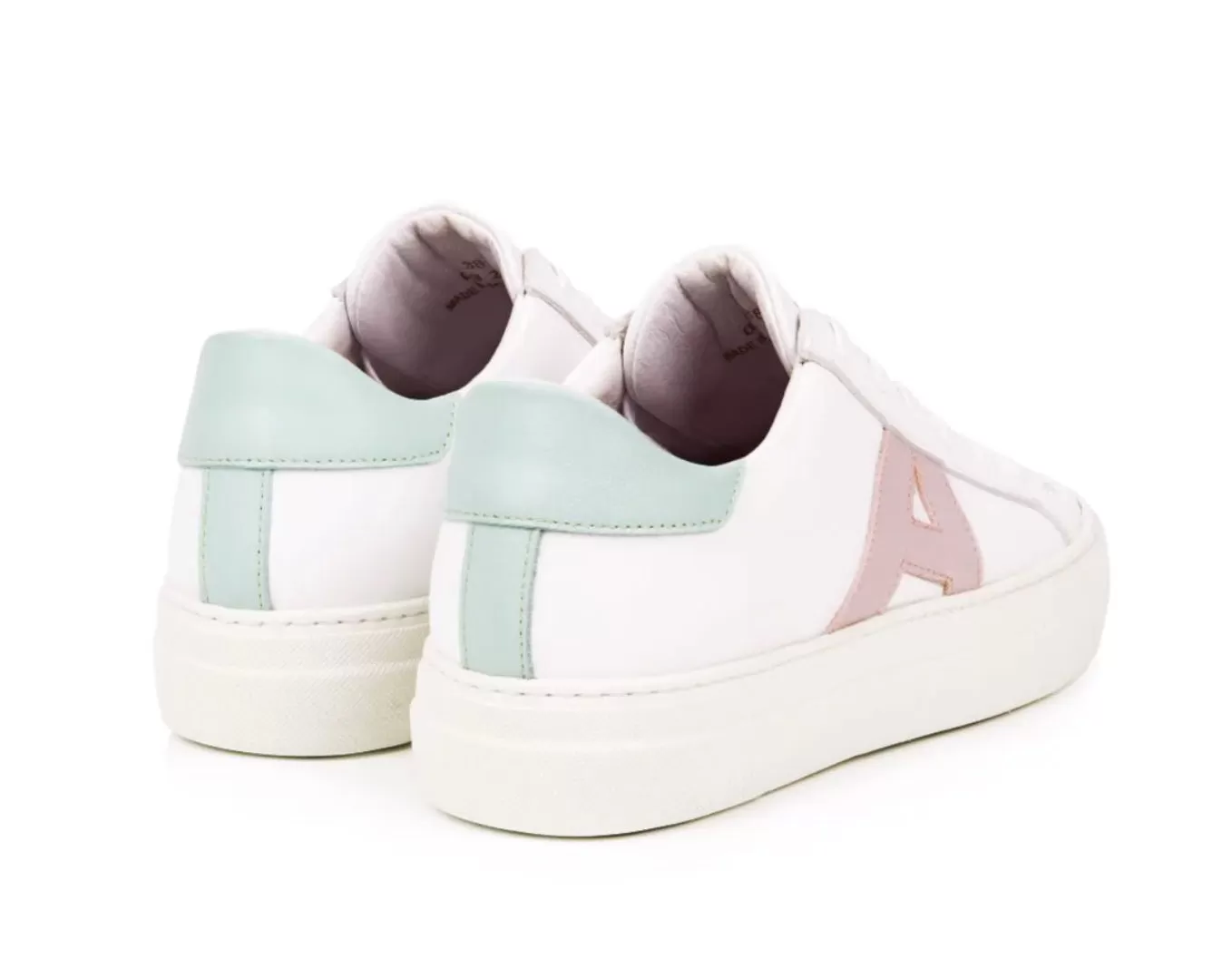 Air & Grace White / Pink / Mint Signature Leather Trainers Bnib UK 7 EU 40 👠