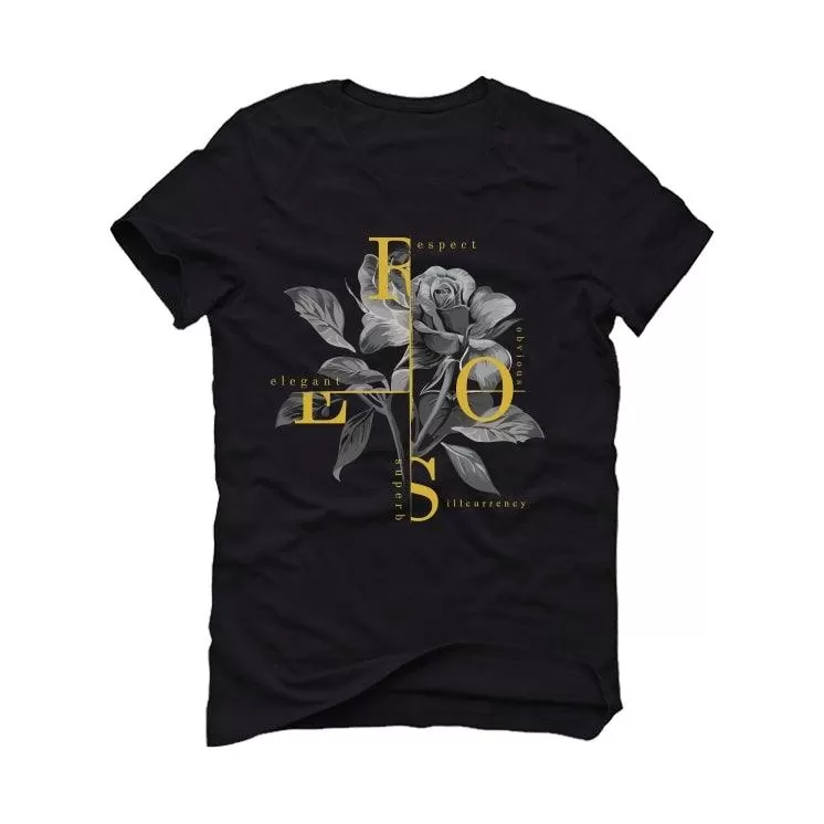 Air Jordan 1 Metallic Gold 2020 Black T-Shirt (Roses)