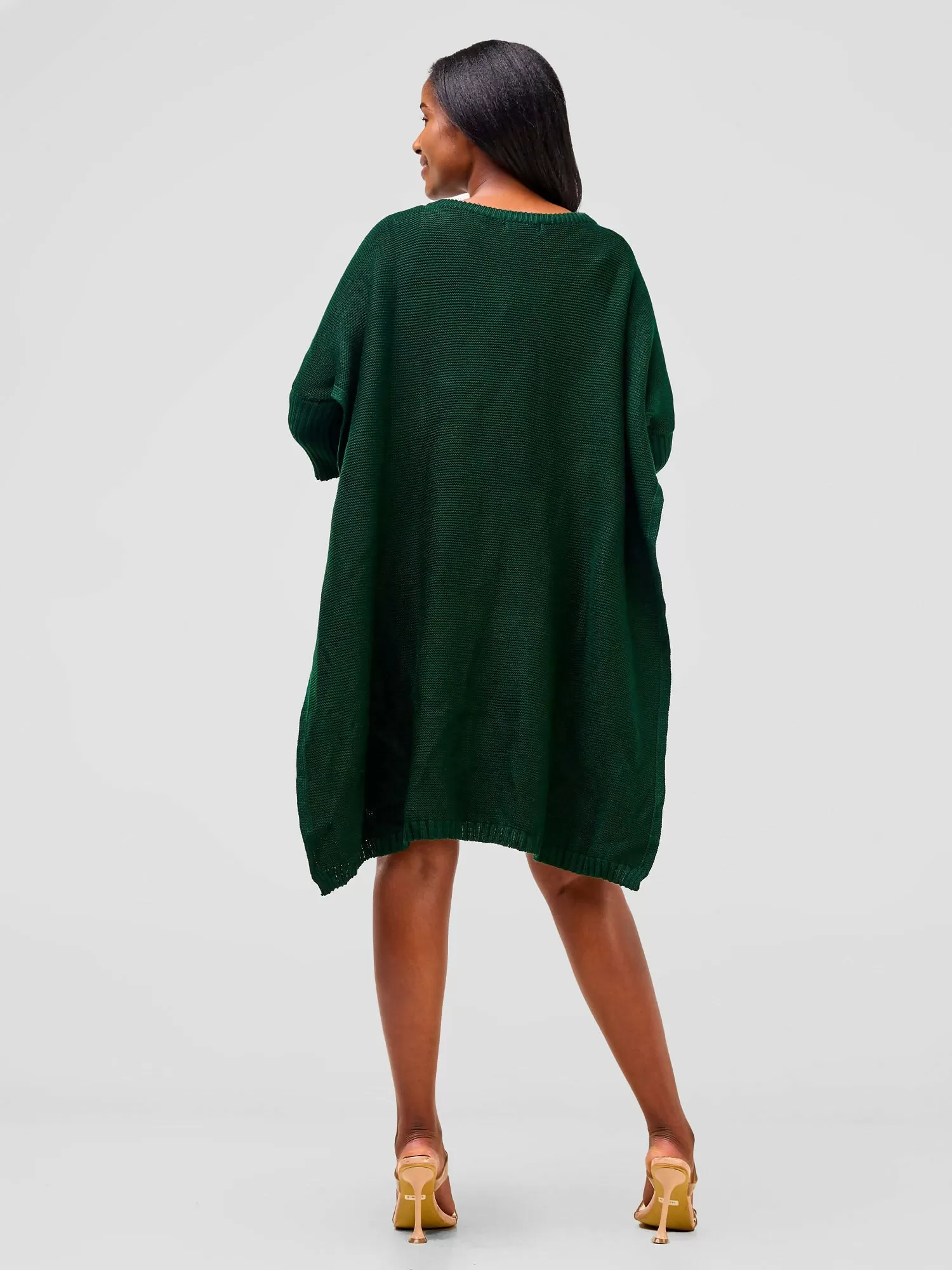 Anel's Knitwear Drop Shoulder Poncho - Green