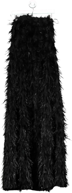 angelokatsapis Black Strapless Feathered Maxi Dress UK 12