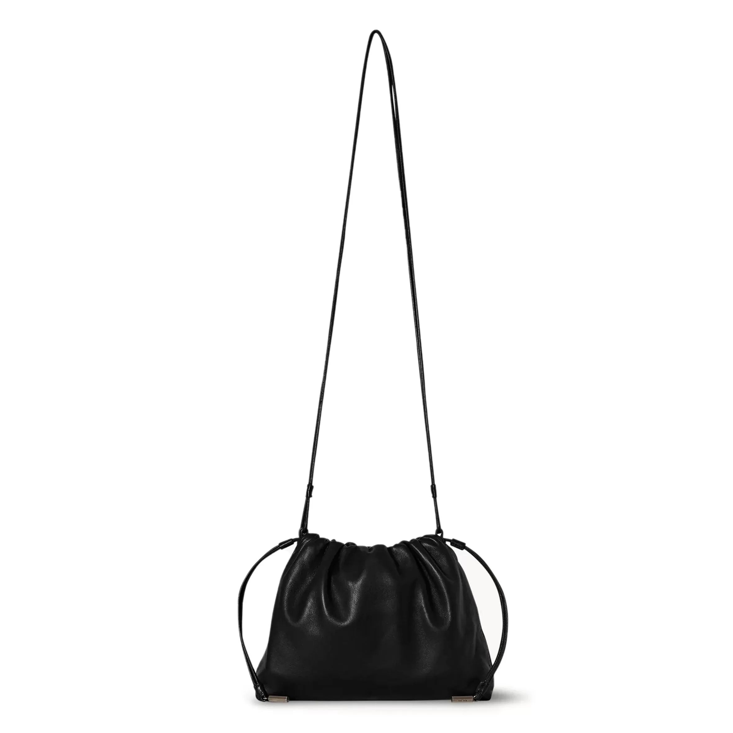 Angy Drawstring Shoulder Bag, Smooth, Black