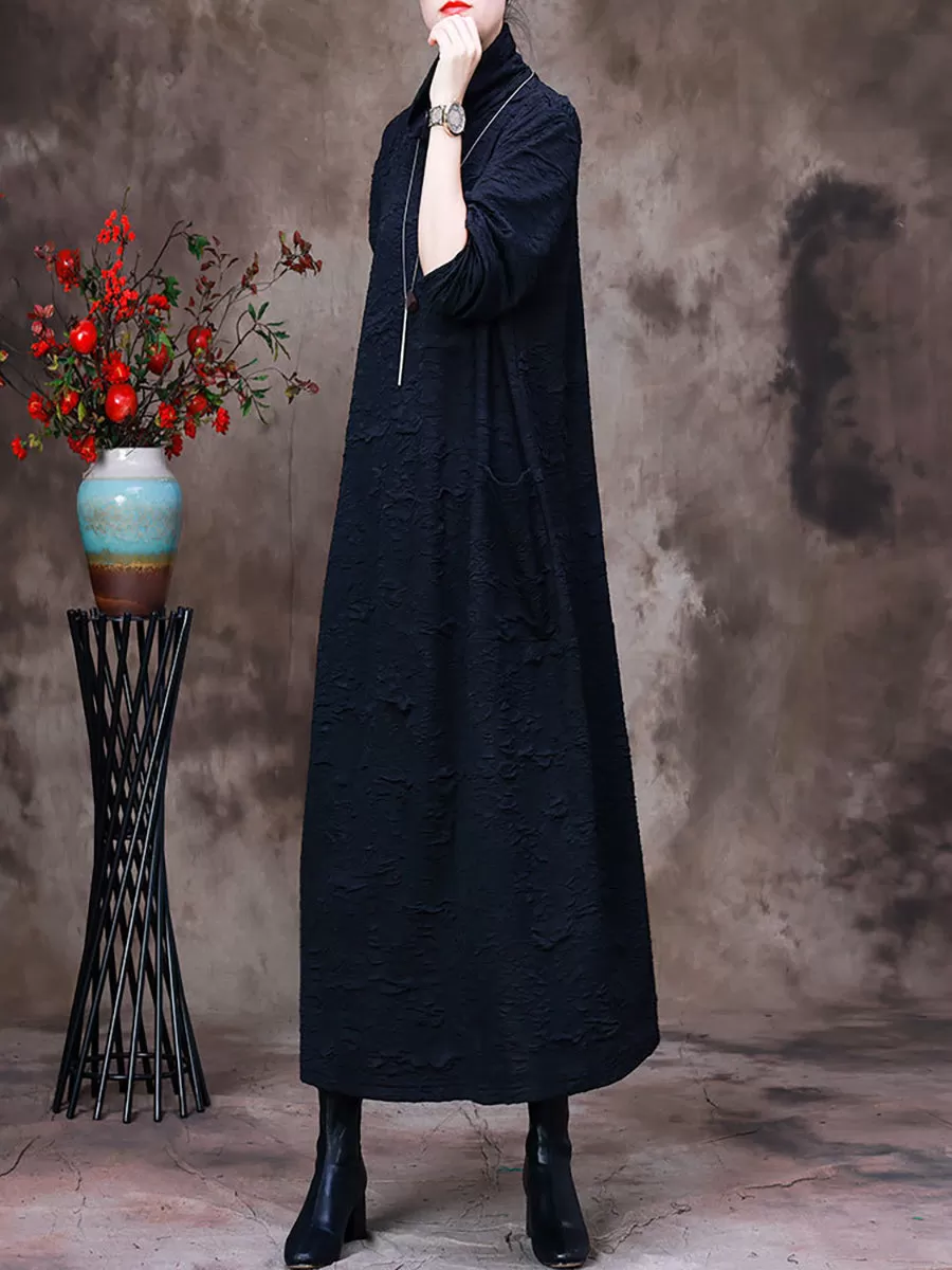 Autumn Vintage Solid Women Long Dress