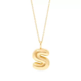 Balloon Initial Pendant Necklace in 14K Gold Over Sterling Silver