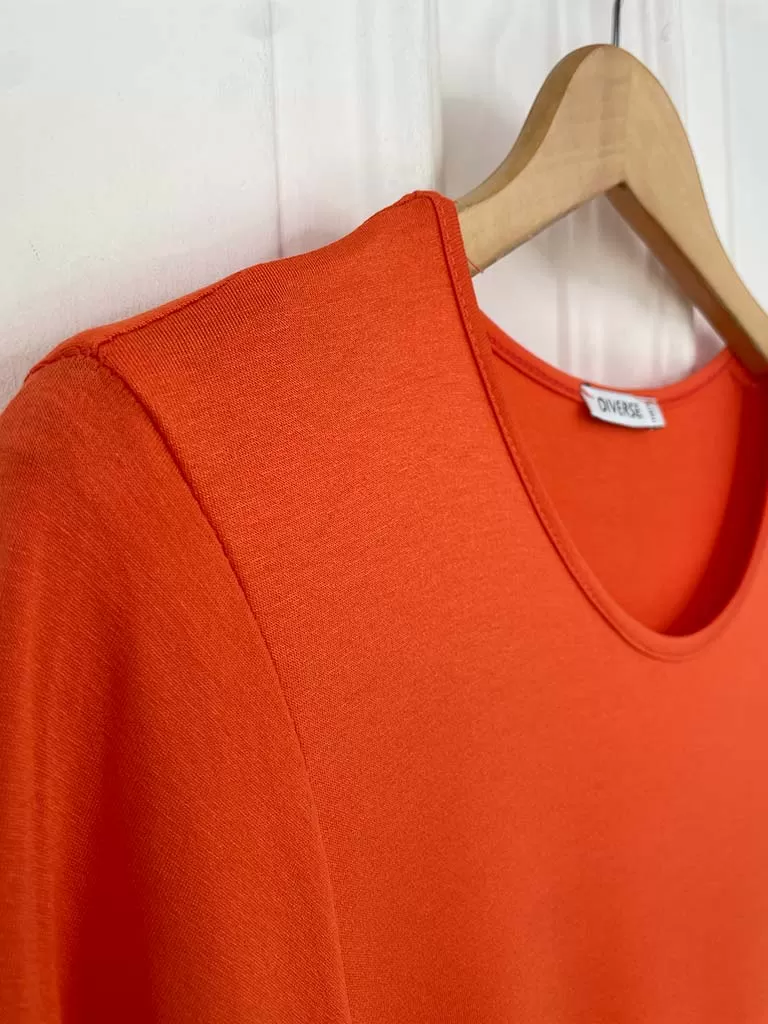 Basic 3/4 Sleeve Layering Dress - Orange