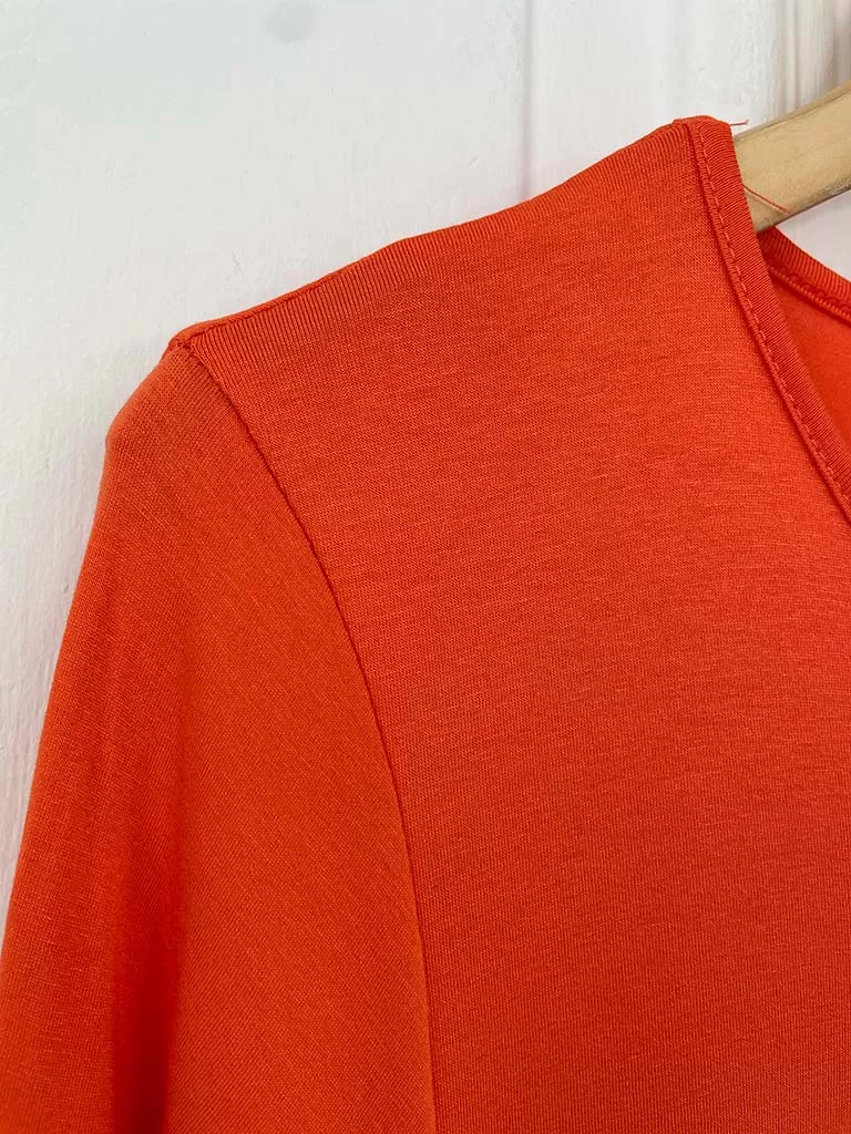 Basic 3/4 Sleeve Layering Dress - Orange