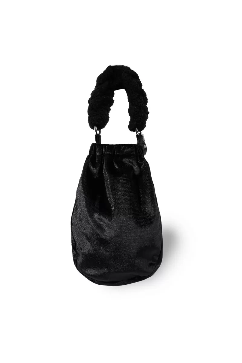 BLACK ATACAMA VELVET TOP HANDLE BAG