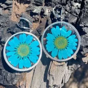 Blue Daisy Flower Earrings - BG 29