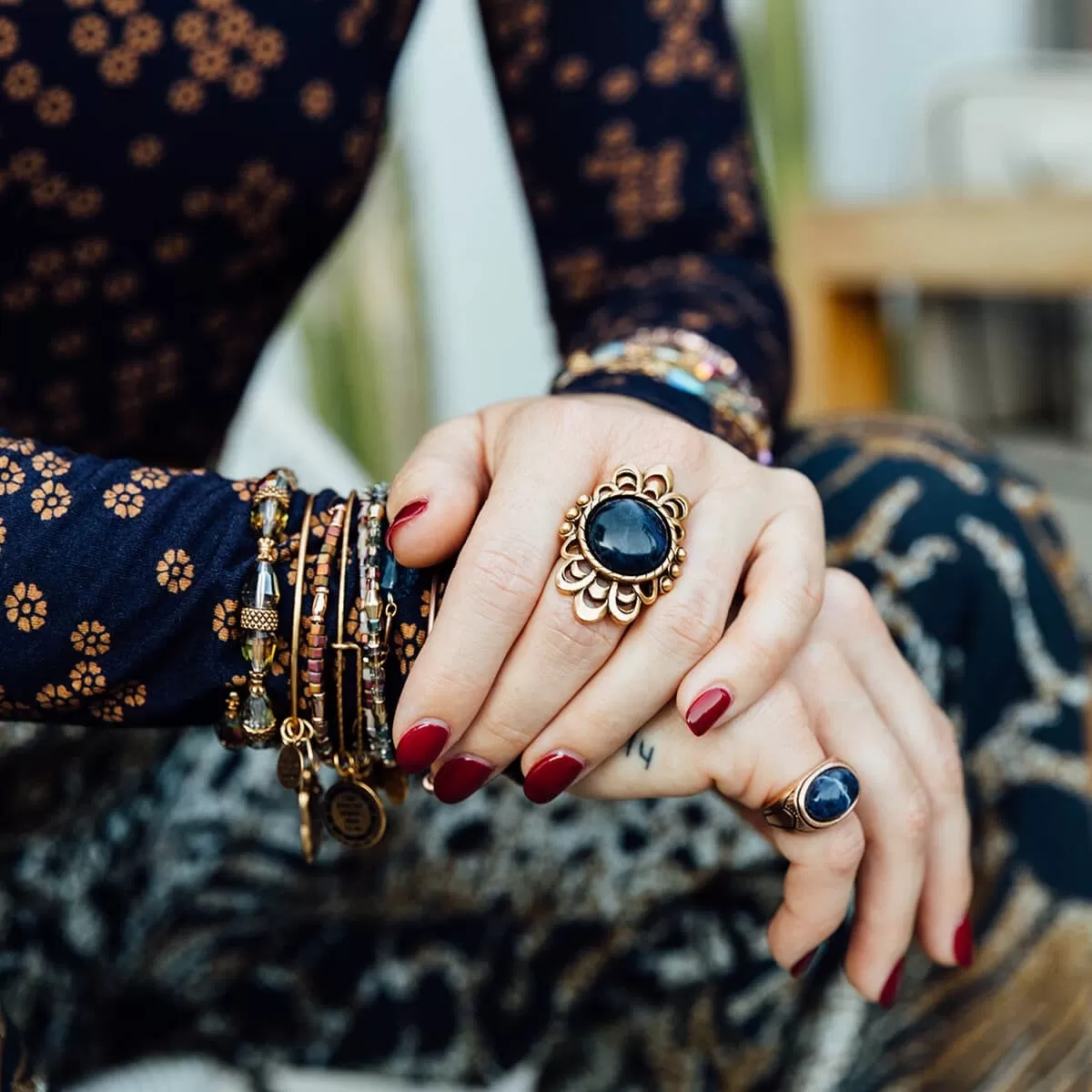 Blue Matrix Cocktail Ring