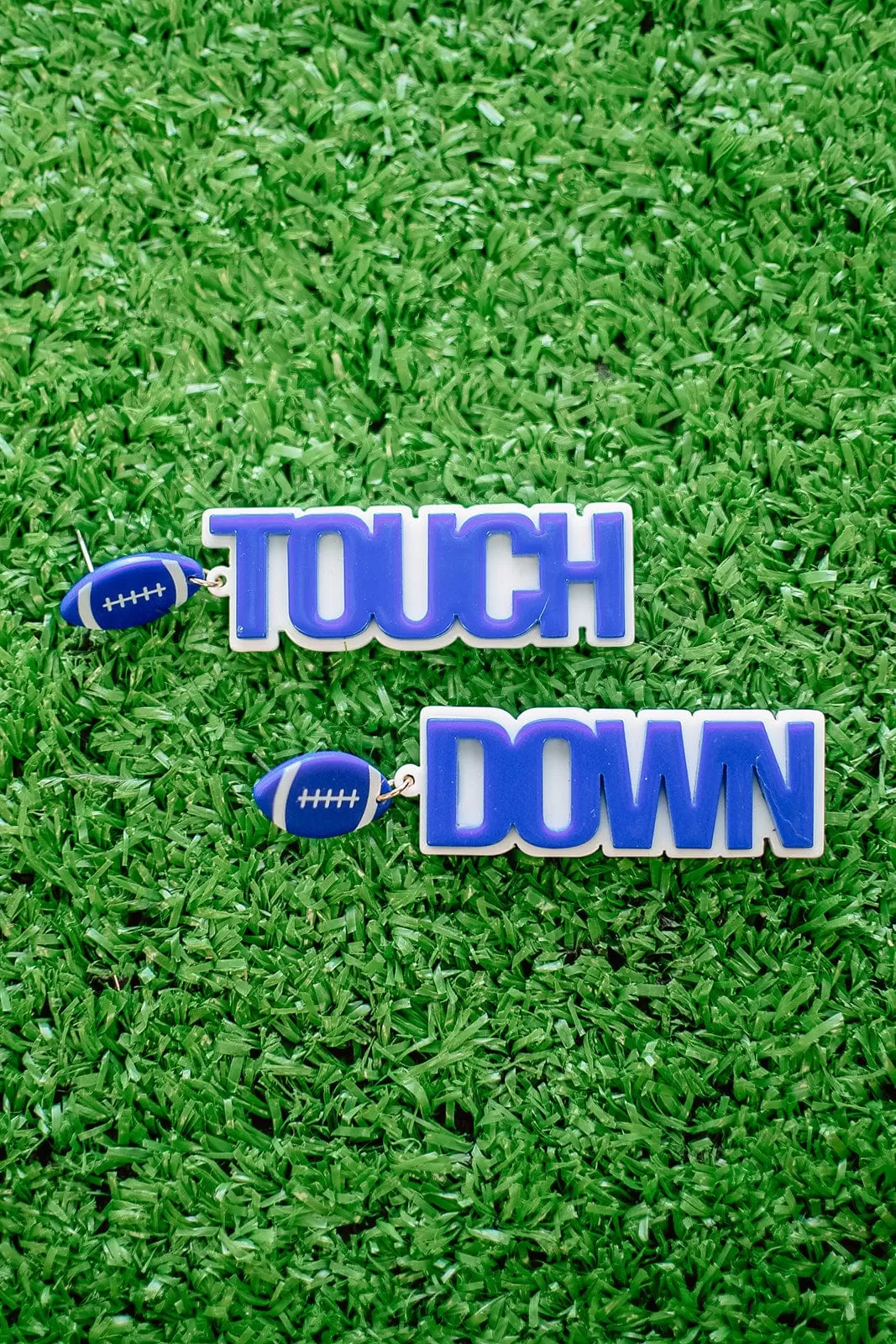 Blue Touchdown Drop Earrings