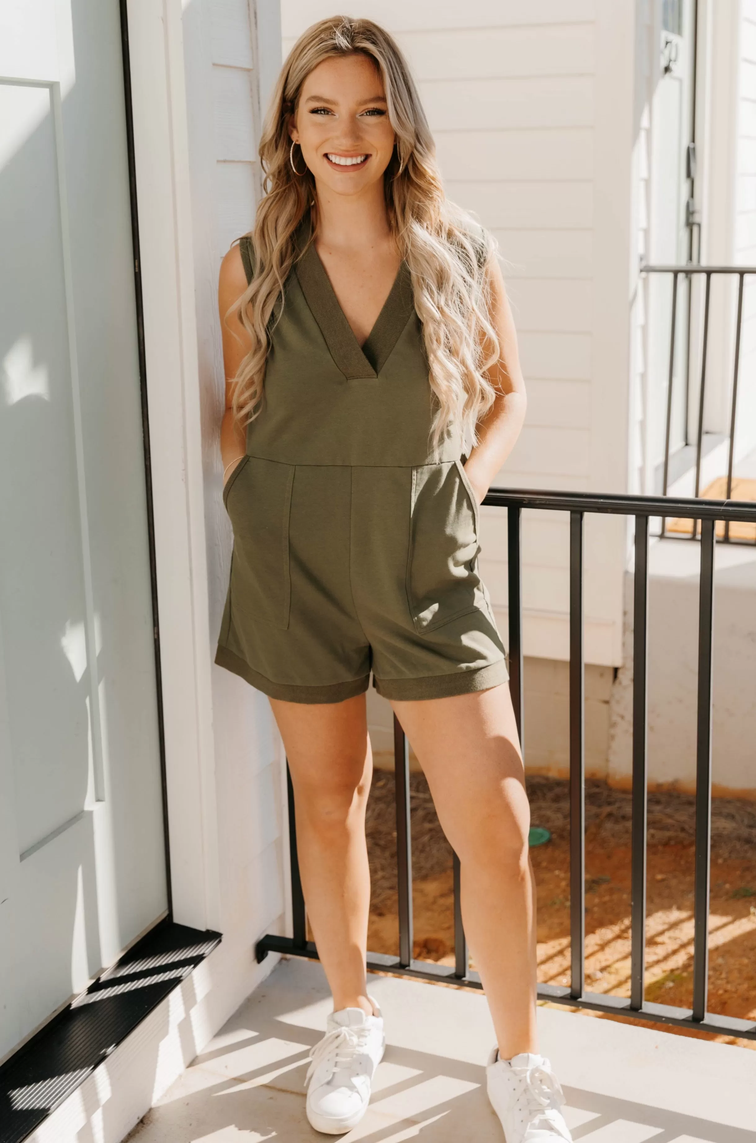 Bridget V Neck Sleeveless Romper