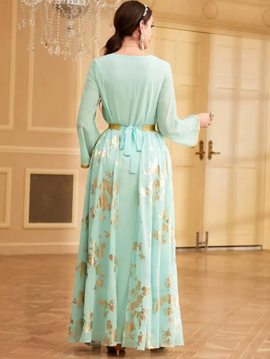 Bronzing Chiffon Eid Caftan Kaftan Dress