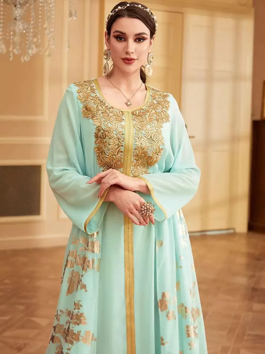 Bronzing Chiffon Eid Caftan Kaftan Dress