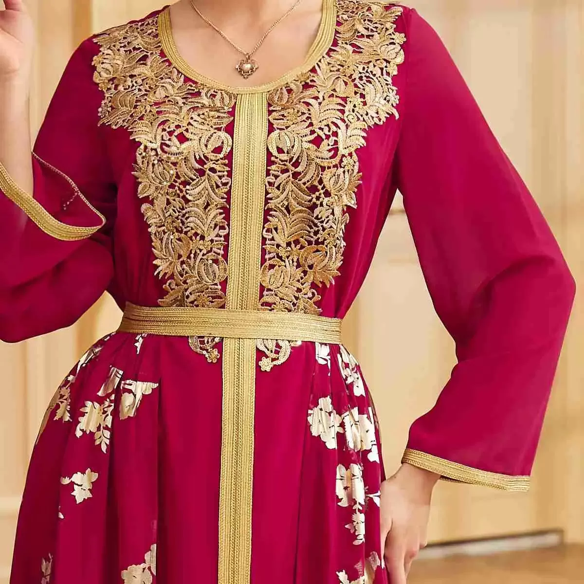 Bronzing Chiffon Eid Caftan Kaftan Dress