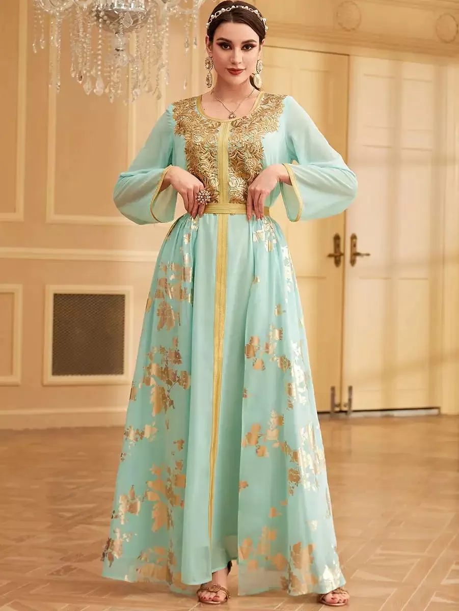 Bronzing Chiffon Eid Caftan Kaftan Dress