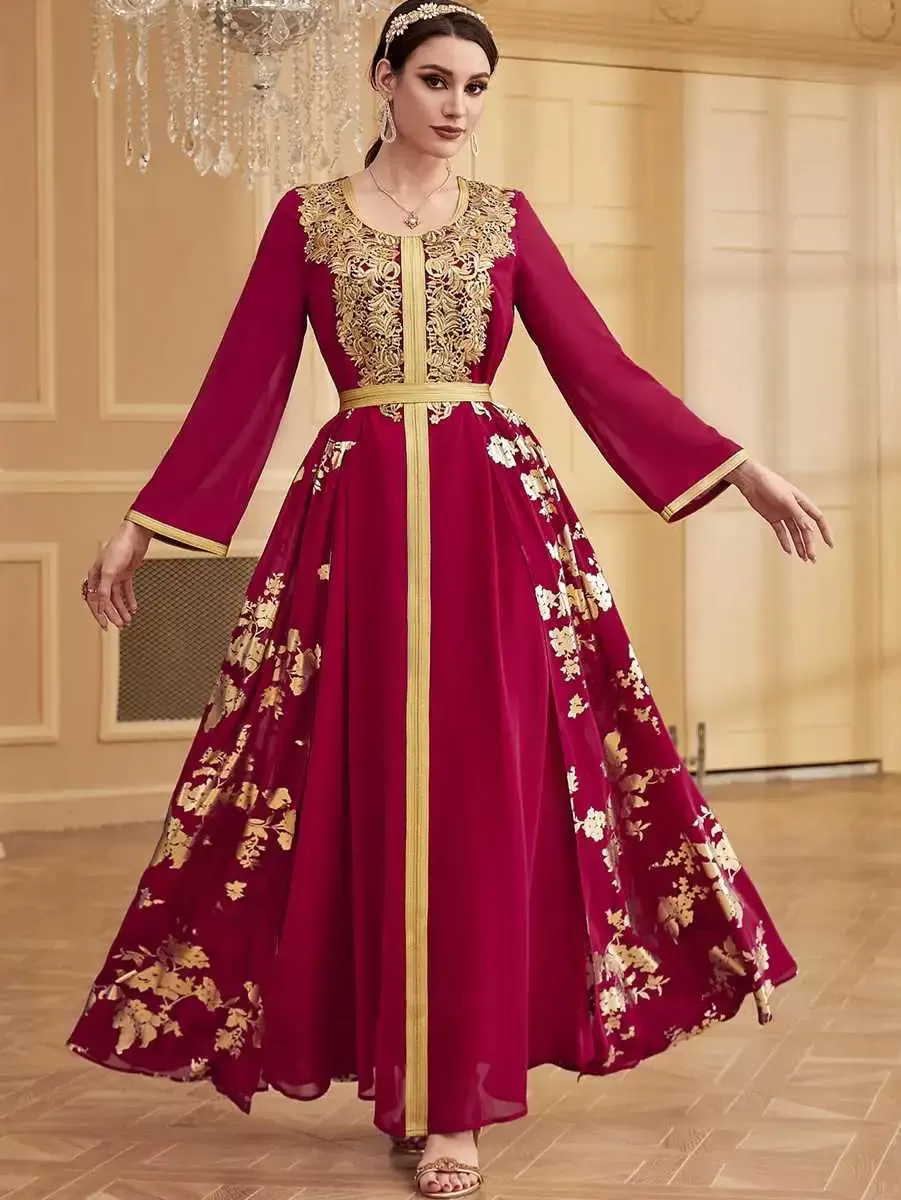 Bronzing Chiffon Eid Caftan Kaftan Dress