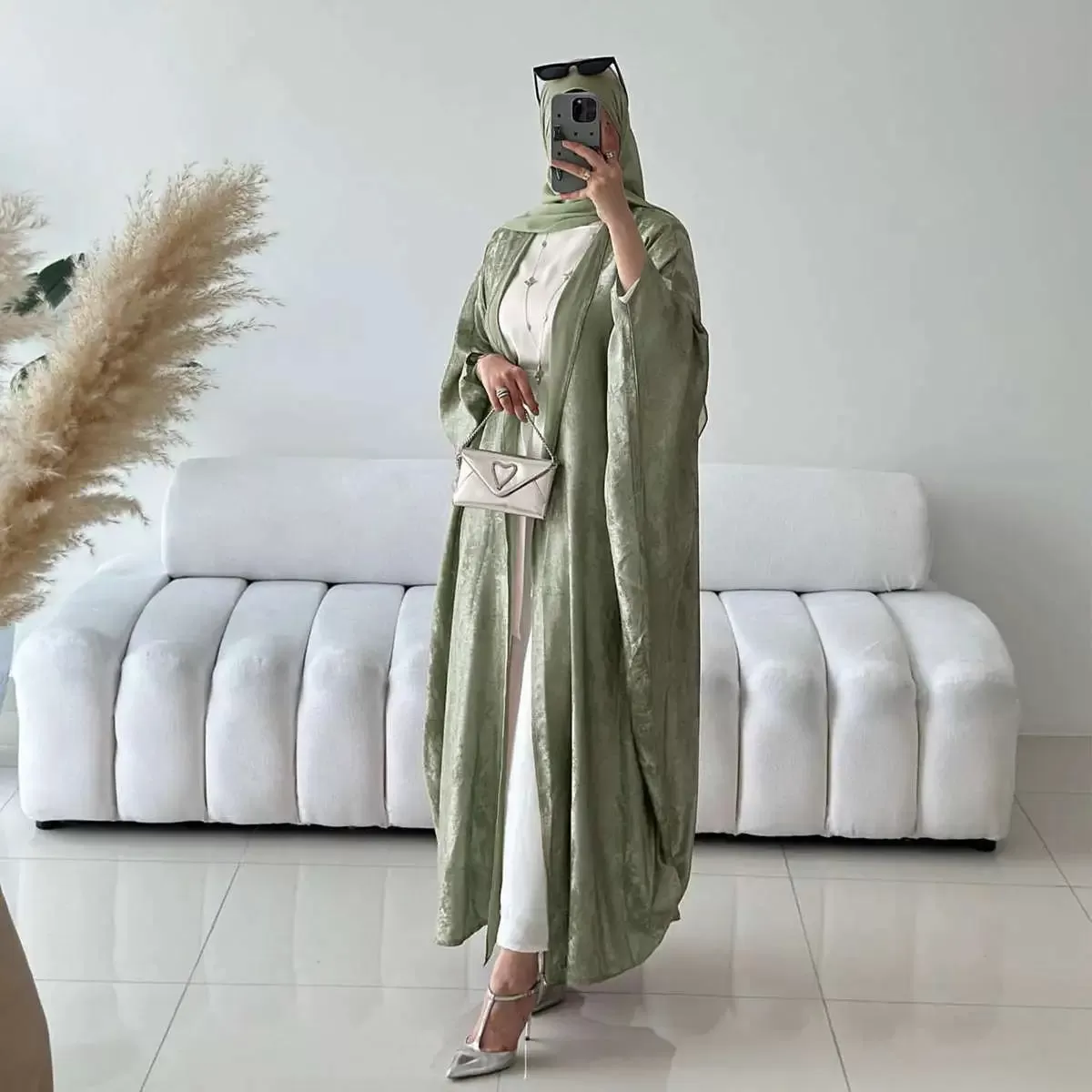 Bronzing Muslim Women Cardigan Open Abaya Dress