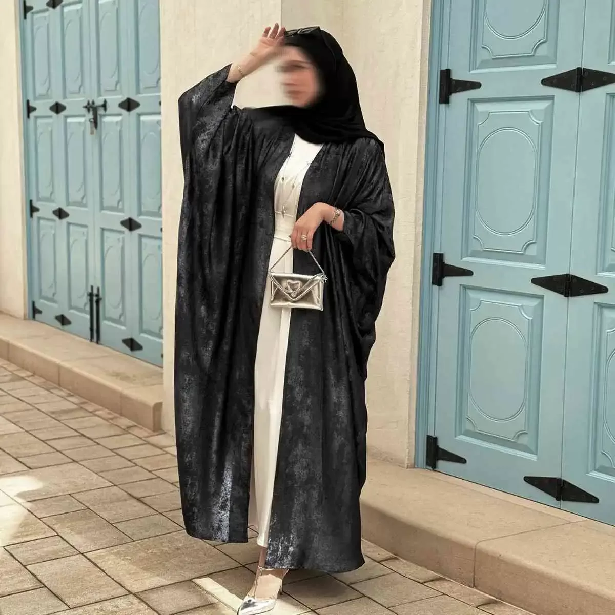 Bronzing Muslim Women Cardigan Open Abaya Dress