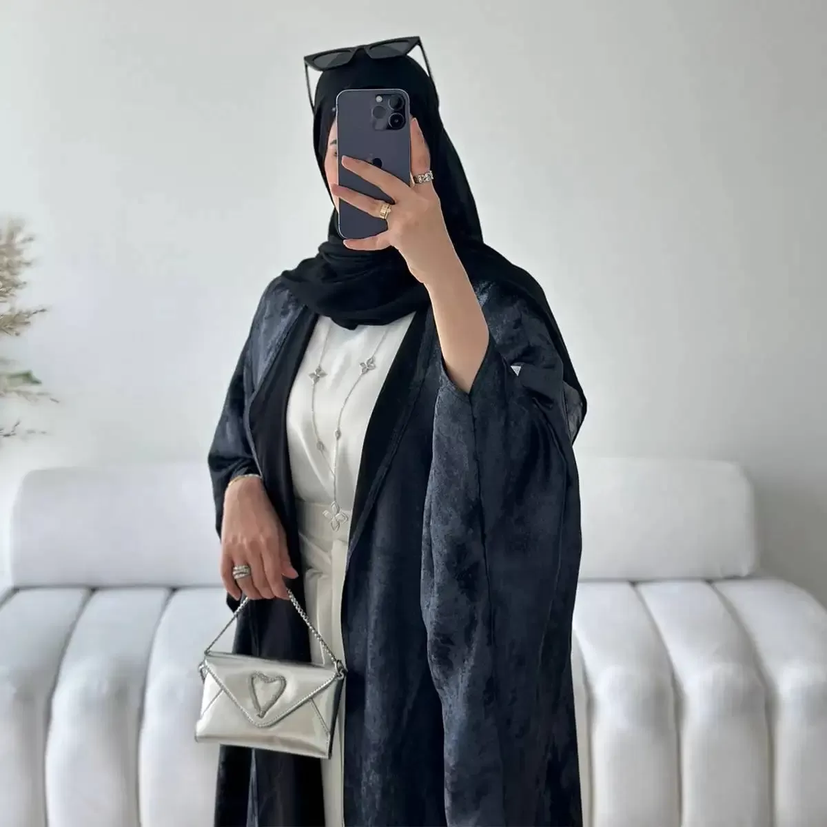 Bronzing Muslim Women Cardigan Open Abaya Dress