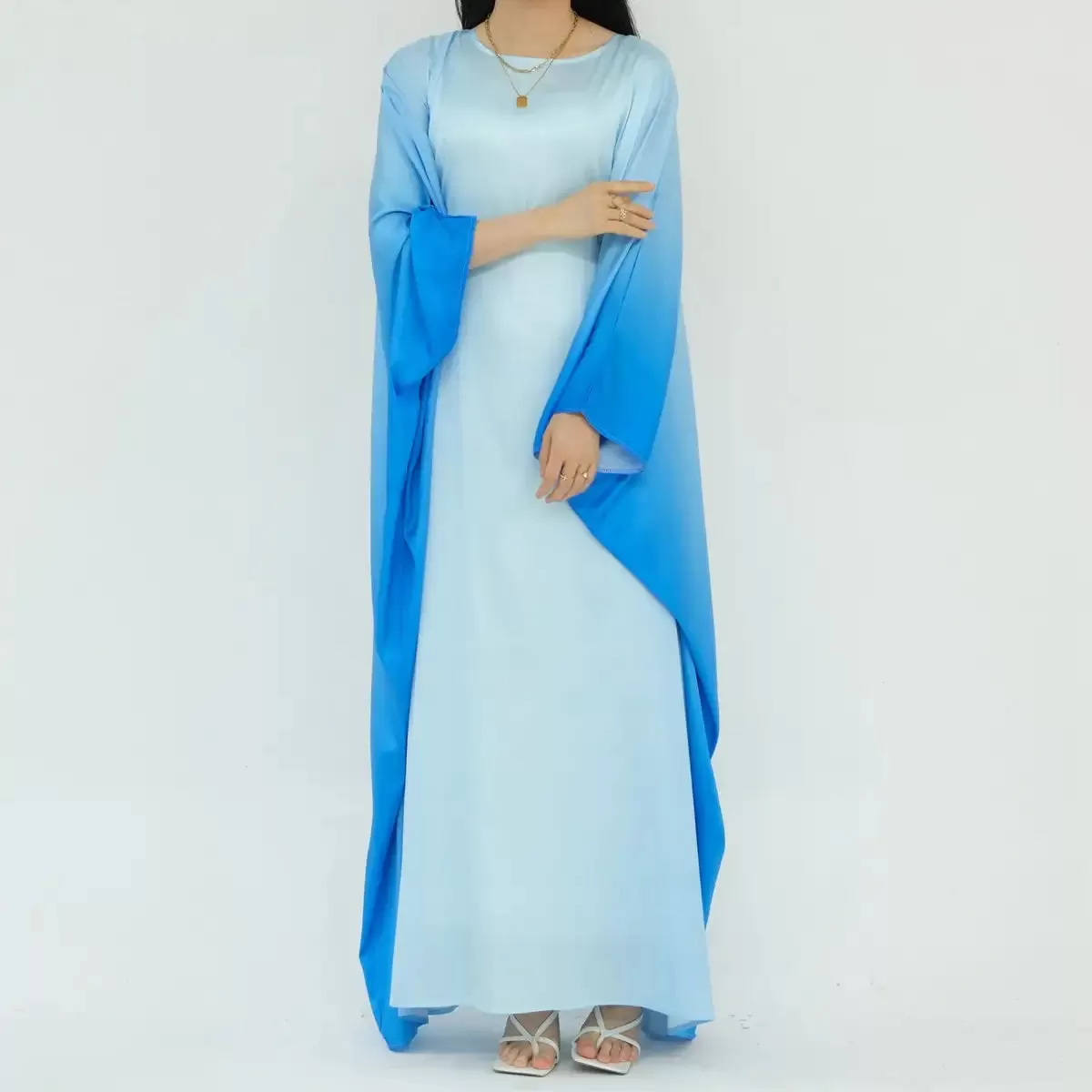 Butterfly Gradient Batwing Sleeve Women Farasha Abaya Dress