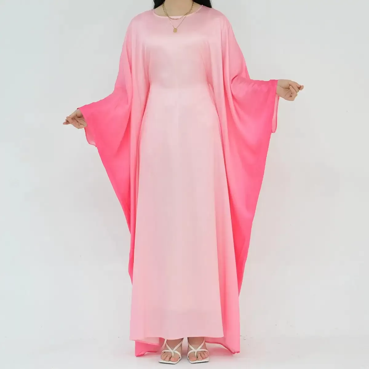 Butterfly Gradient Batwing Sleeve Women Farasha Abaya Dress