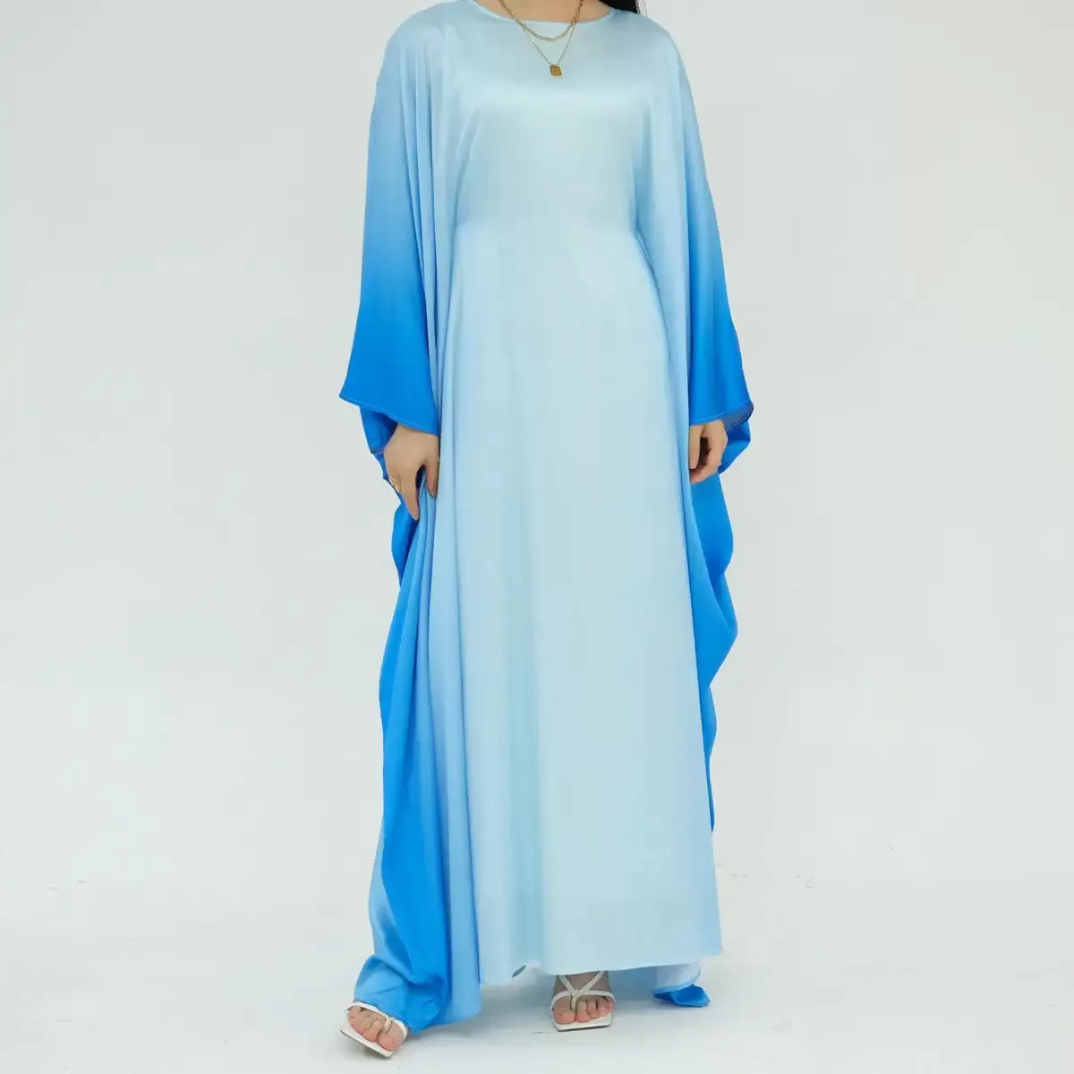 Butterfly Gradient Batwing Sleeve Women Farasha Abaya Dress