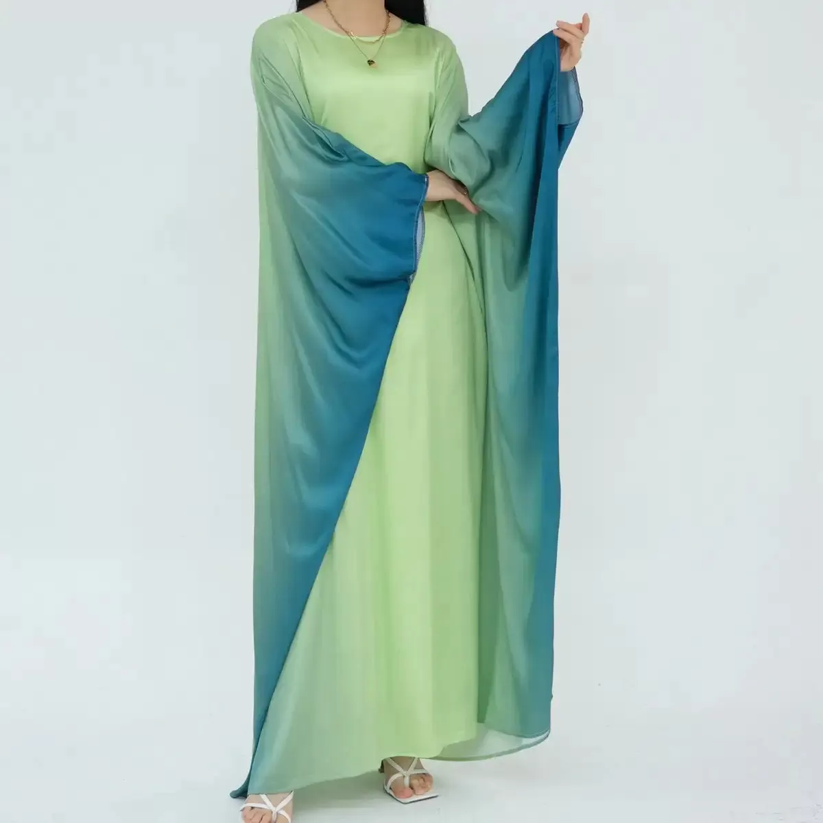 Butterfly Gradient Batwing Sleeve Women Farasha Abaya Dress