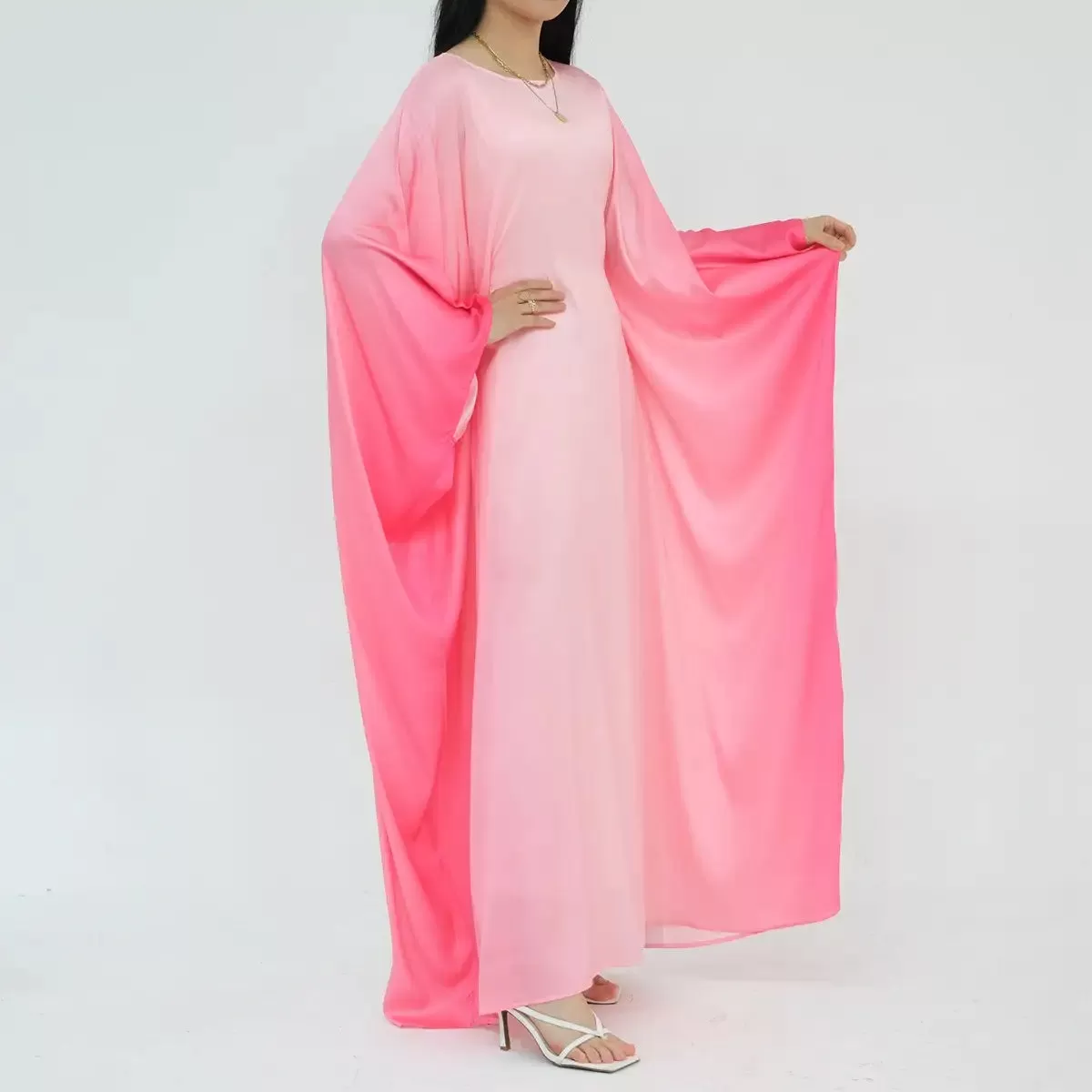 Butterfly Gradient Batwing Sleeve Women Farasha Abaya Dress