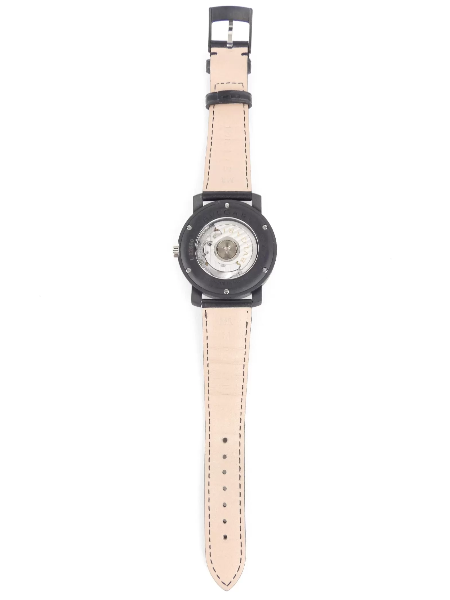 Bvlgari Black Carbongold Via dei Condotti Automatic 40mm Leather Strap Watch