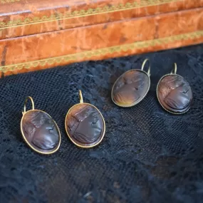 Cameo Earrings - Extra Large Brown Tortiseshell