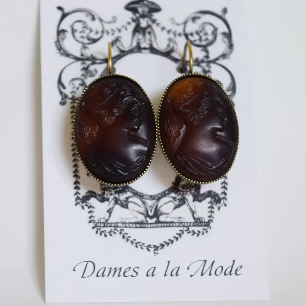 Cameo Earrings - Extra Large Brown Tortiseshell