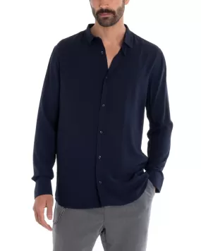 Camicia Uomo Sartoriale Con Colletto Manica Lunga Basic Viscosa Morbida Blu GIOSAL-C2361A