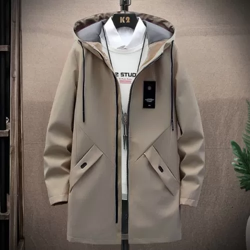 Casual Men's Hooded Long Coat Jacket