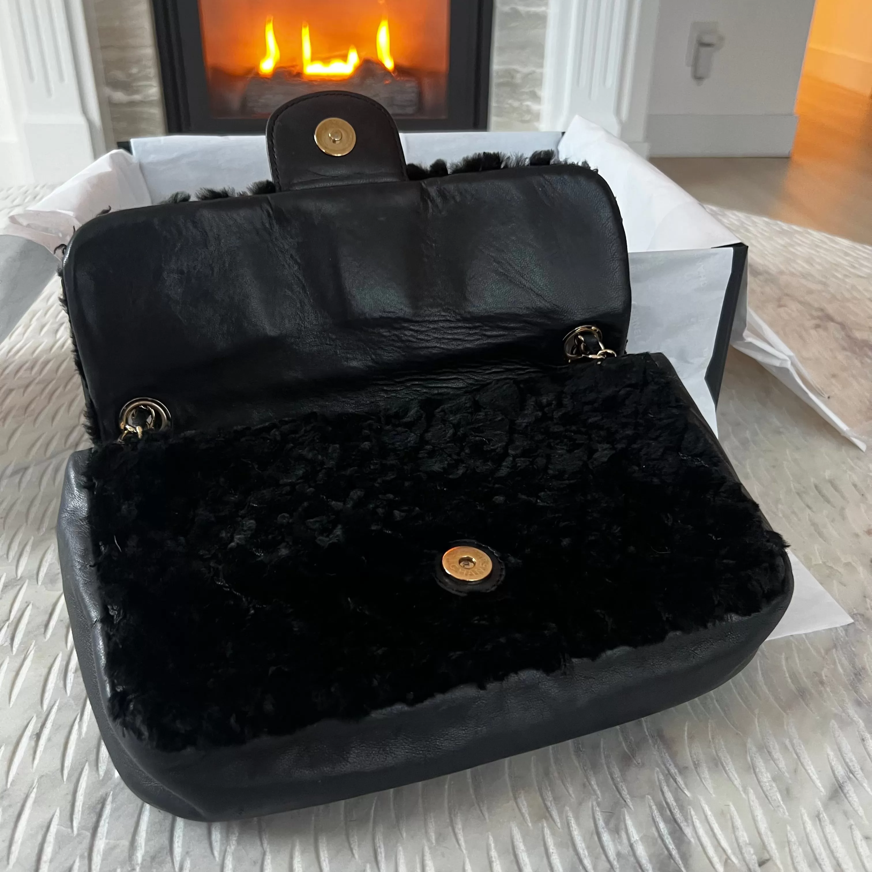 Chanel CC Rabbit Fur Flap Bag