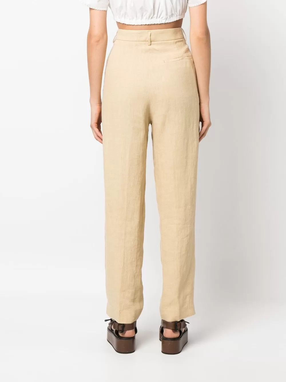 Chic Linen Canvas High Waist Pants