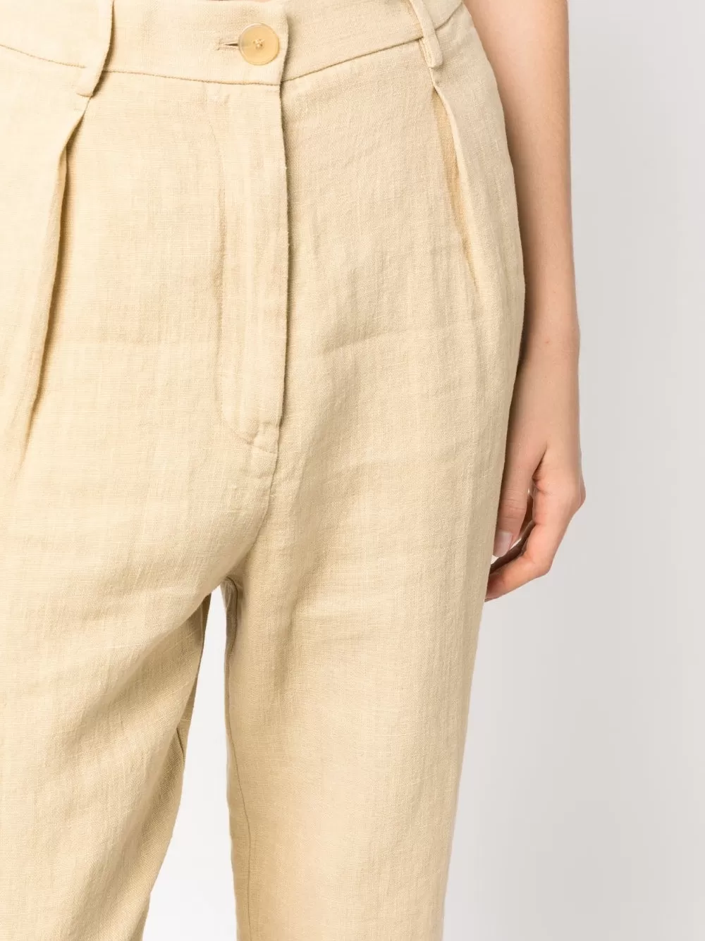 Chic Linen Canvas High Waist Pants