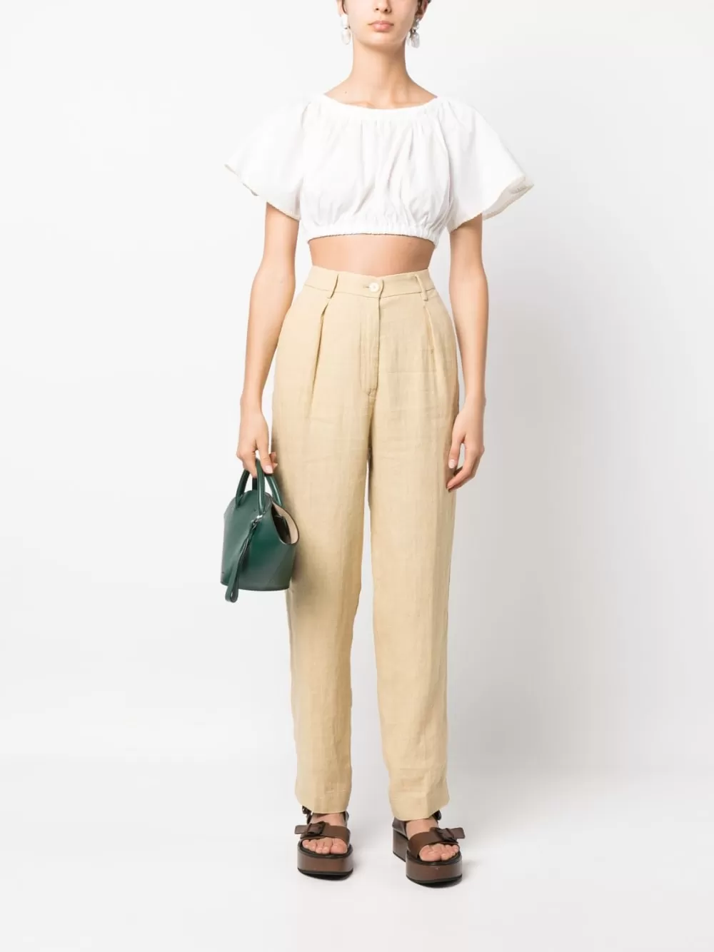 Chic Linen Canvas High Waist Pants