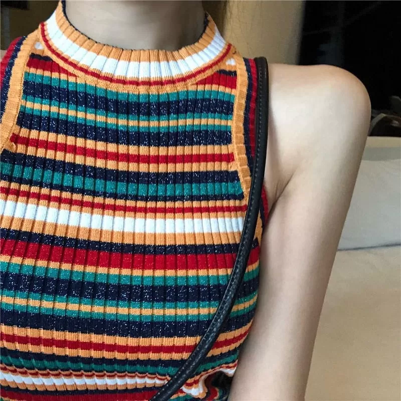 CHIC RAINBOW STRIP VEST BY22010