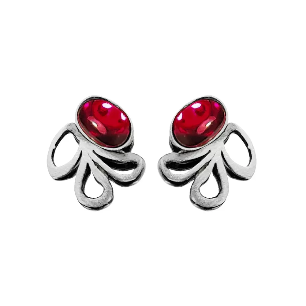 Christophe Poly Petite Red Petal Post Earrings